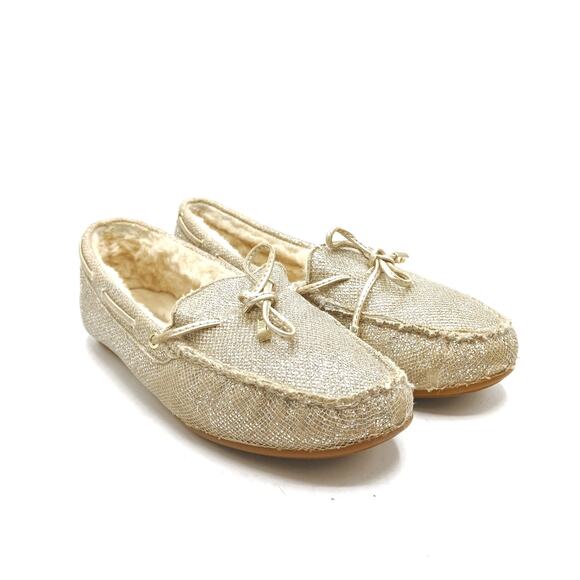 Michael Kors Sutton Shearling Moccasin Slippers – Champagne Mesh - Chalet Chic - Picture 5 of 16